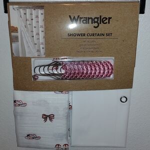 WRANGLER SHOWER CURTAIN SET 72 X 72 BOOTS HAT CHRISTMAS WESTERN SHOWER CURTAIN